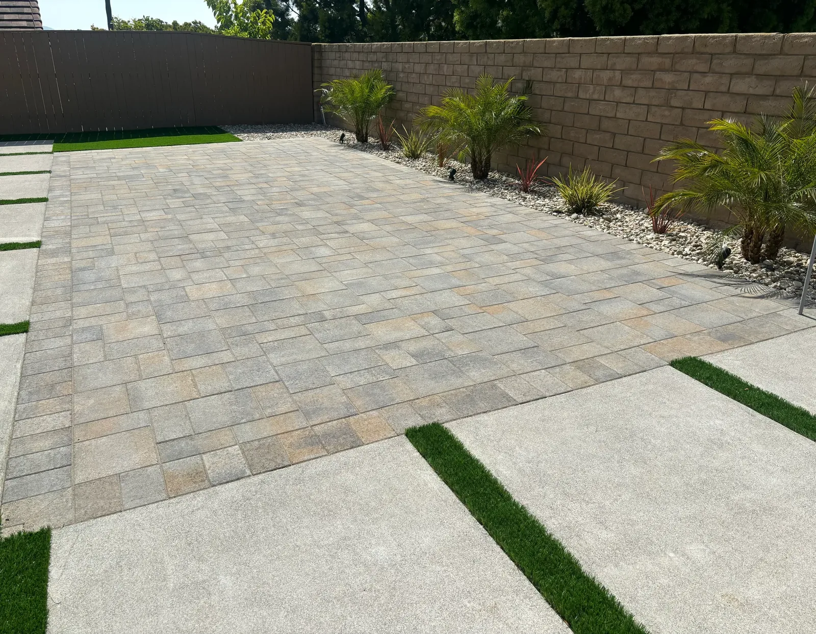 Clean paver patio with finished edges and layout