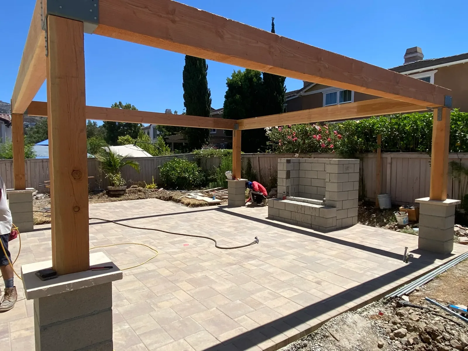 Outdoor kitchen with built-in grill and counter seating in El Cajon CA
